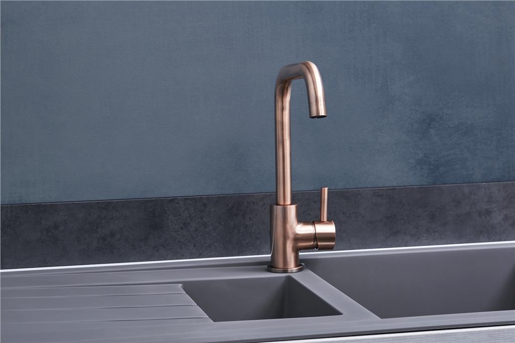 Liquida W10CP D-Shape Swivel Spout Single Lever Copper Kitchen Mixer Tap
